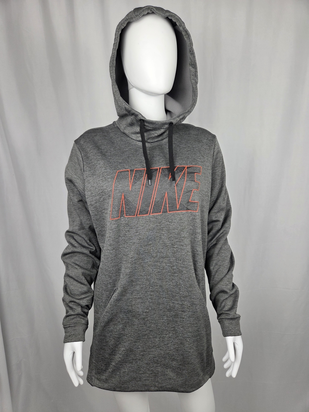 Nike Women's Gray Hooded Longline Sweatshirt with Logo